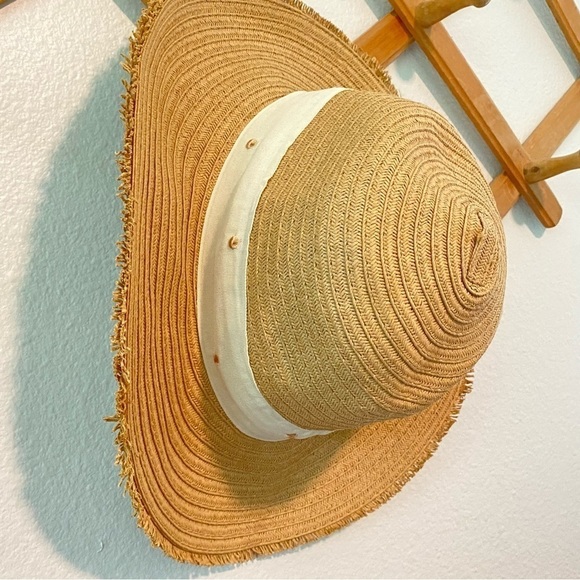 KENSIE 100% Paper Wide Brim Summer Hat with Cream Band Detail - Picture 1 of 11
